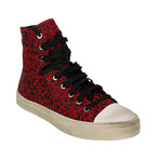 Amiri // Vintage Glitter Leopard Print High Top Sneakers // Red (US: 7)