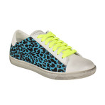 Amiri // Leather Viper Neon Leopard Low Sneakers // Blue (US: 8)