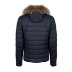 Emirhan Leather Jacket // Navy Blue Tafta (XL)