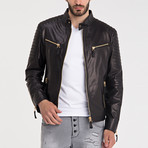 Arlo Leather Jacket // Black + Gold (M)
