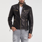 Arlo Leather Jacket // Black + Gold (XL)