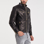 Arlo Leather Jacket // Black + Gold (M)