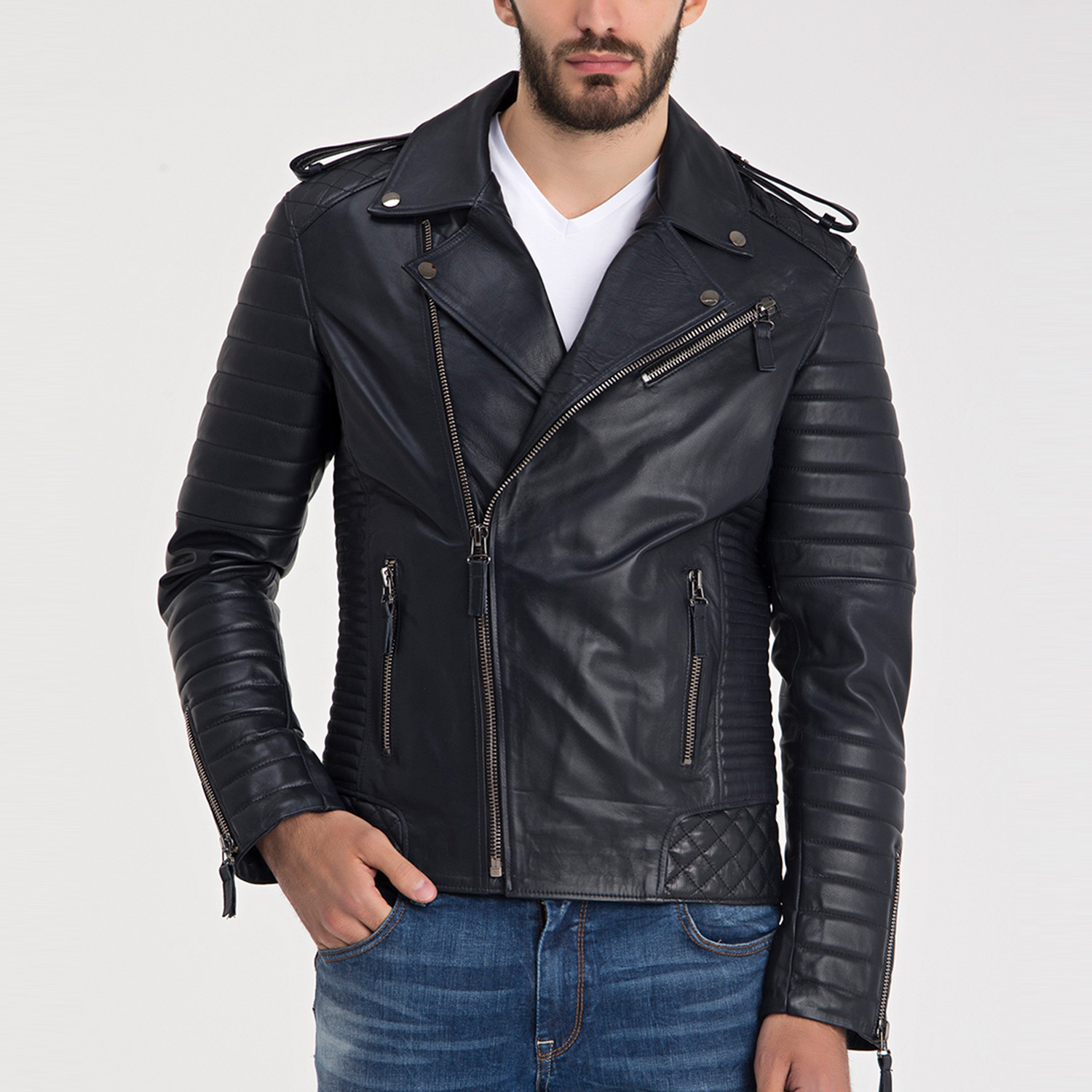 Fraser Leather Jacket // Navy Blue (XL) - Iparelde - Touch of Modern