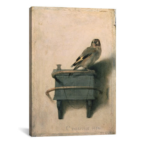 The Goldfinch, 1654 // Carel Fabritius (18"W x 26"H x 0.75"D)