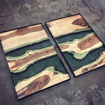 River Series XL Matched Panels // English Walnut + Green Glass