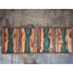 River Series Polyptych Panels // English Walnut + Green Glass