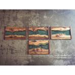 River Series Polyptych Panels // English Walnut + Green Glass