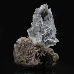 Natural Gypsum Variety Selenite on Quartz