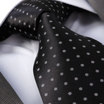 Silk Neck Tie // Black + Gray Dots