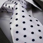 Silk Neck Tie // White + Black Dots