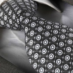 Silk Neck Tie // Gray + White Circles