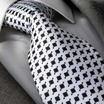 Silk Neck Tie // White + Black Squares