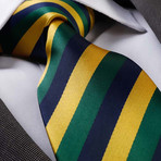 Silk Neck Tie // Green + Blue + Yellow Striped