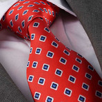 Silk Neck Tie // Red + Blue Squares