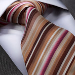 Celino // Silk Neck Tie // Beige + Cream Multicolor Stripes