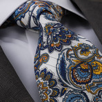 Silk Neck Tie II // White + Multicolor Pattern