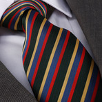 Silk Neck Tie // Blue + Black + Multicolor Stripes