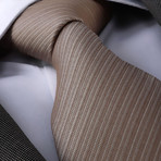 Celino // Silk Neck Tie // Beige + Brown Striped