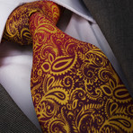 Silk Neck Tie // Red + Gold Paisley