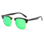 Flagler Polarized Sunglasses // Black + Gold + Green