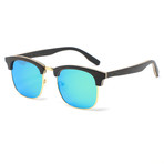 Flagler Polarized Sunglasses // Black + Gold + Blue