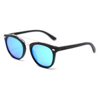 Minorca Polarized Sunglasses // Black + Mirror Blue Lense