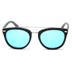 Minorca Polarized Sunglasses // Black + Mirror Blue Lense
