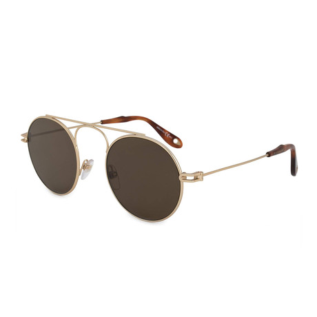 Givenchy // Unisex Round Metal Sunglasses // Matte Gold + Brown