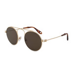 Givenchy // Unisex Round Metal Sunglasses // Matte Gold + Brown