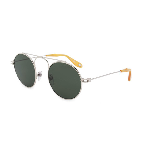 Givenchy // Unisex Round Metal Sunglasses // Palladium + Green