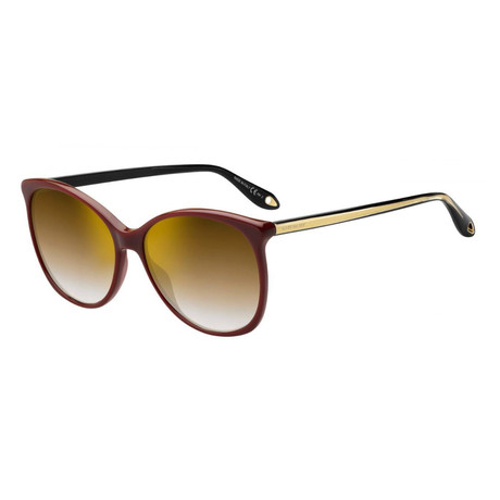 Givenchy // Women's Classic Oval Sunglasses // Red + Brown Shaded Gold