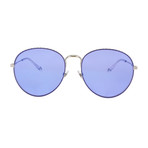 Givenchy // Women's Large Round Metal Sunglasses // Palladium + Blue Mirror