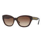 Versace // Women's Mult-Logo Sunglasses // Havana + Brown Gradient