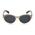 Versace // Women's Classic Metal Oval Sunglasses // Brushed Pale Gold + Gray