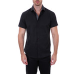 Frank Short-Sleeve Button-Up Shirt // Black (L)