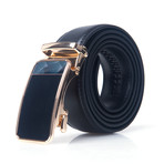 Zach // Leather Automatic Belt // Gold Buckle + Black Belt