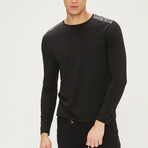 Shoulder Detail Long Sleeve T-Shirt // Black (2XL)