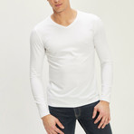 Long Sleeve V-Neck T-Shirt // White (L)