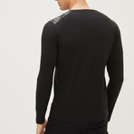 Shoulder Detail Long Sleeve T-Shirt // Black (M)