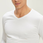 Long Sleeve V-Neck T-Shirt // White (L)