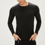 Shoulder Detail Long Sleeve T-Shirt // Black (XL)