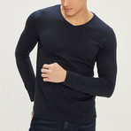 Long Sleeve V-Neck T-Shirt // Navy (XL)