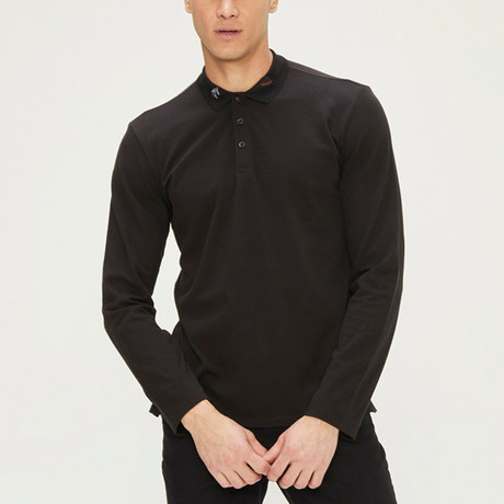 Long Sleeve Polo Shirt I // Black (S)