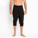 Cropped French Terry Pants + Cargo Pocket // Black (M)