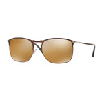 Persol Men's Metal Rectangle Sunglasses // Brown + Gold Mirror Lenses