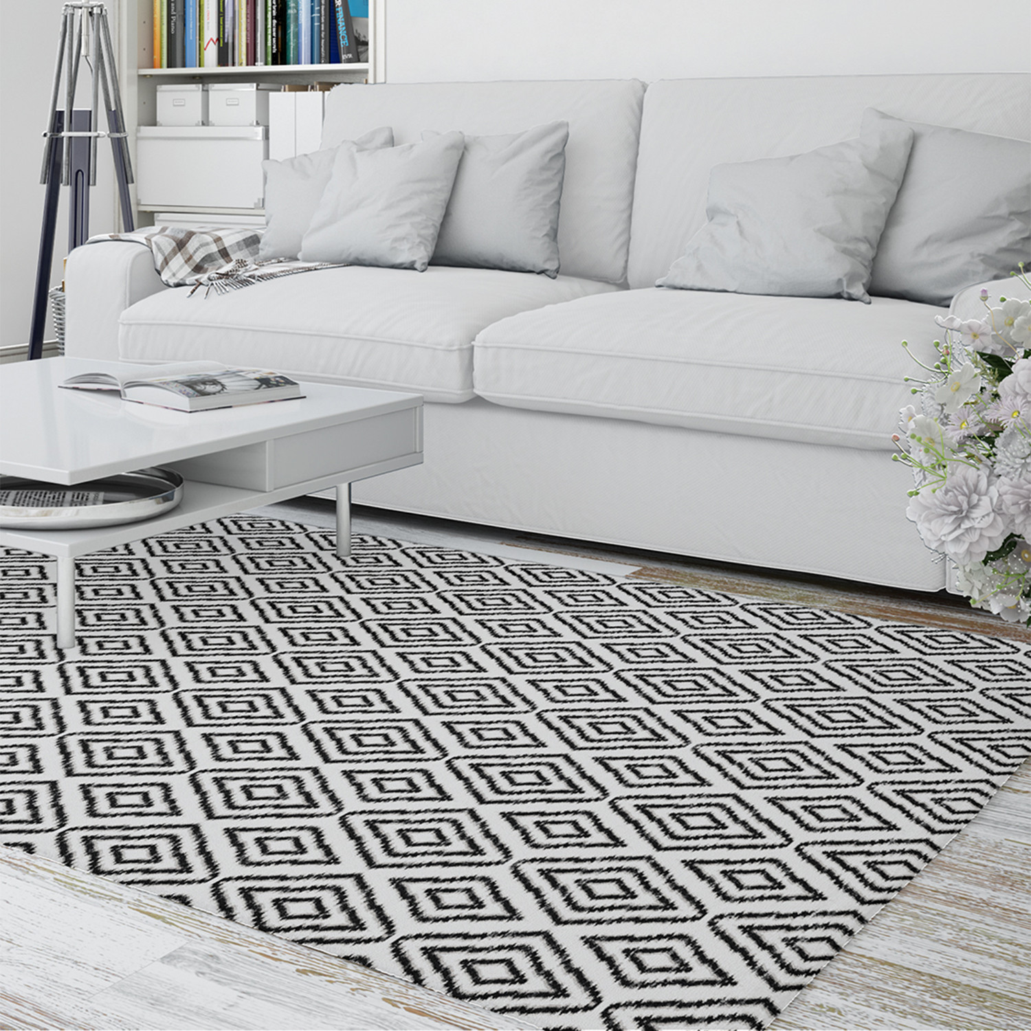Sumatra Black And White Area Rug 9 L X 12 W Kavka