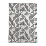 Stripe Triangle Block Print Bw // Area Rug (2.6'L x 8'W)