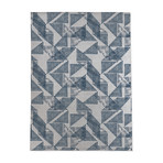 Stripe Triangle Block Print Blue // Area Rug (2.6'L x 8'W)