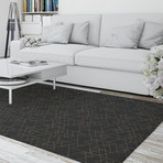 Intersecting Triangles Charcoal And Gold // Area Rug (2.6'L x 8'W)