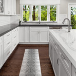 Gods Eye Block Print Bw // Area Rug (2.6'L x 8'W)